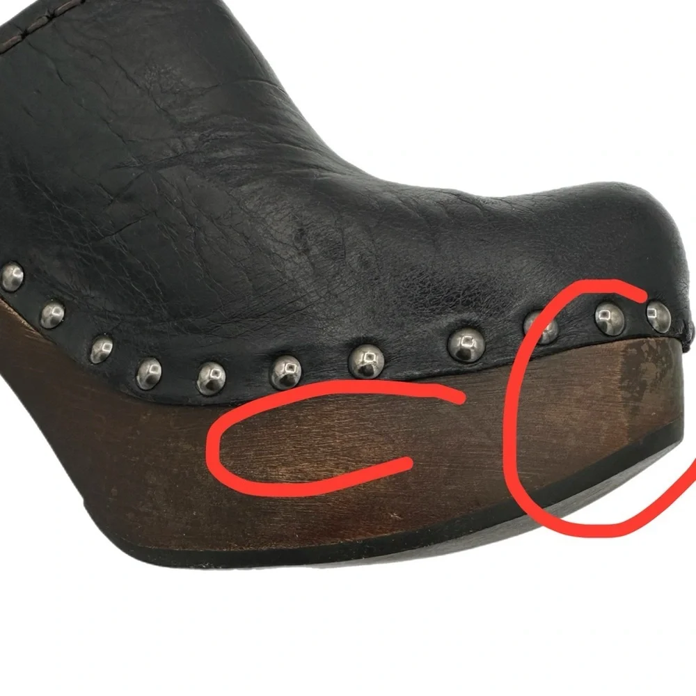 Prada Black Leather Mules with Distressed Wooden Heel – Size 39 EU - Picture 13 of 13